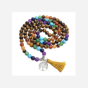 Collier Mala Œil de tigre - 108 perles - 7 Chakras