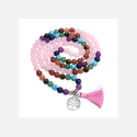 Collier Mala Quartz rose  - 108 perles - 7 Chakras