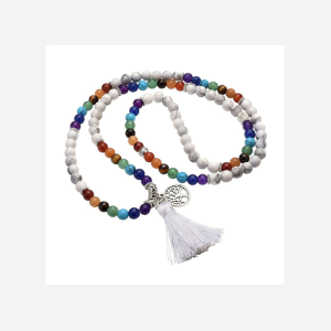 Collier Mala Howlite - 108 perles - 7 Chakras