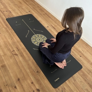 Tapis de yoga - Mandala noir or - 4 mm