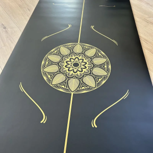 Tapis de yoga - Mandala noir or - 4 mm