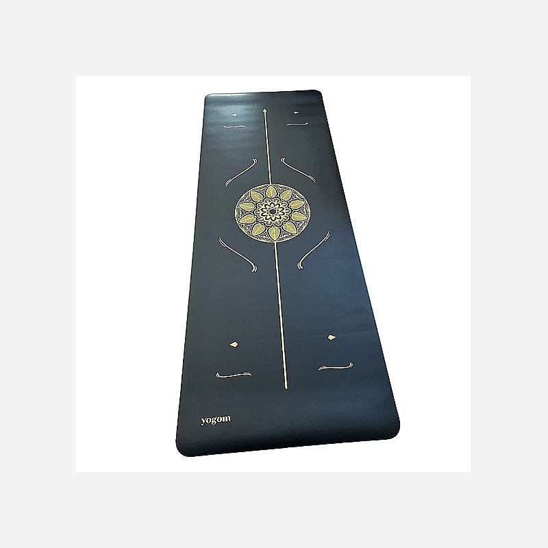 Tapis de yoga - Mandala noir or - 4 mm