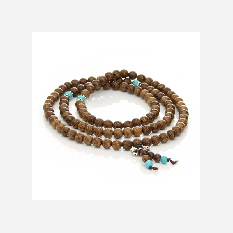 Collier Mala - Bois - 108 Perles - Turquoise