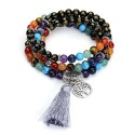 Collier Mala Onyx - 108 perles - 7 Chakras