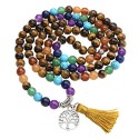 Collier Mala Œil de tigre - 108 perles - 7 Chakras