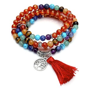 Collier Mala Cornaline - 108 perles - 7 Chakras