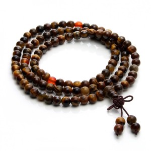 Collier Mala Oeil de tigre et cornaline - 108 perles