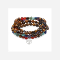 Collier Oeil de tigre - 108 perles - 7 chakras