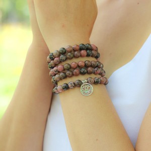 Collier Mala Rhodonite - 108 perles