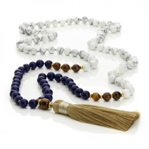 Collier Mala Howlite et lapis lazuli - 108 perles