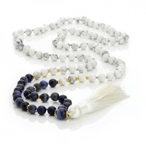 Collier Mala Howlite et sodalite - 108 Perles