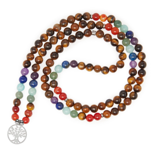 Collier Oeil de tigre - 108 perles - 7 chakras