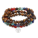 Collier Oeil de tigre - 108 perles - 7 chakras